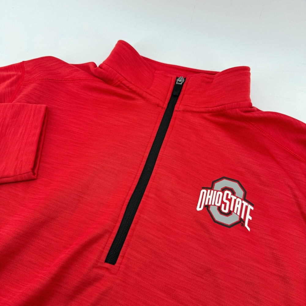 The‎ Ohio State Long Sleeve 1/2 Zip Pullover Men L Scarlet Red Fleece Lined